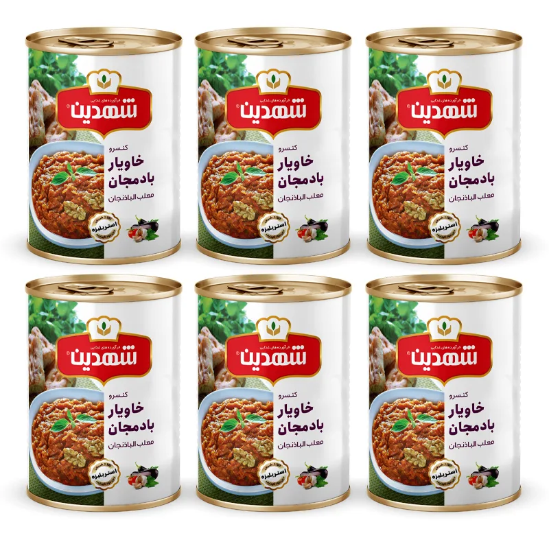 کنسرو خوراک بادمجان شهدین - 370 گرم بسته 6 عددی