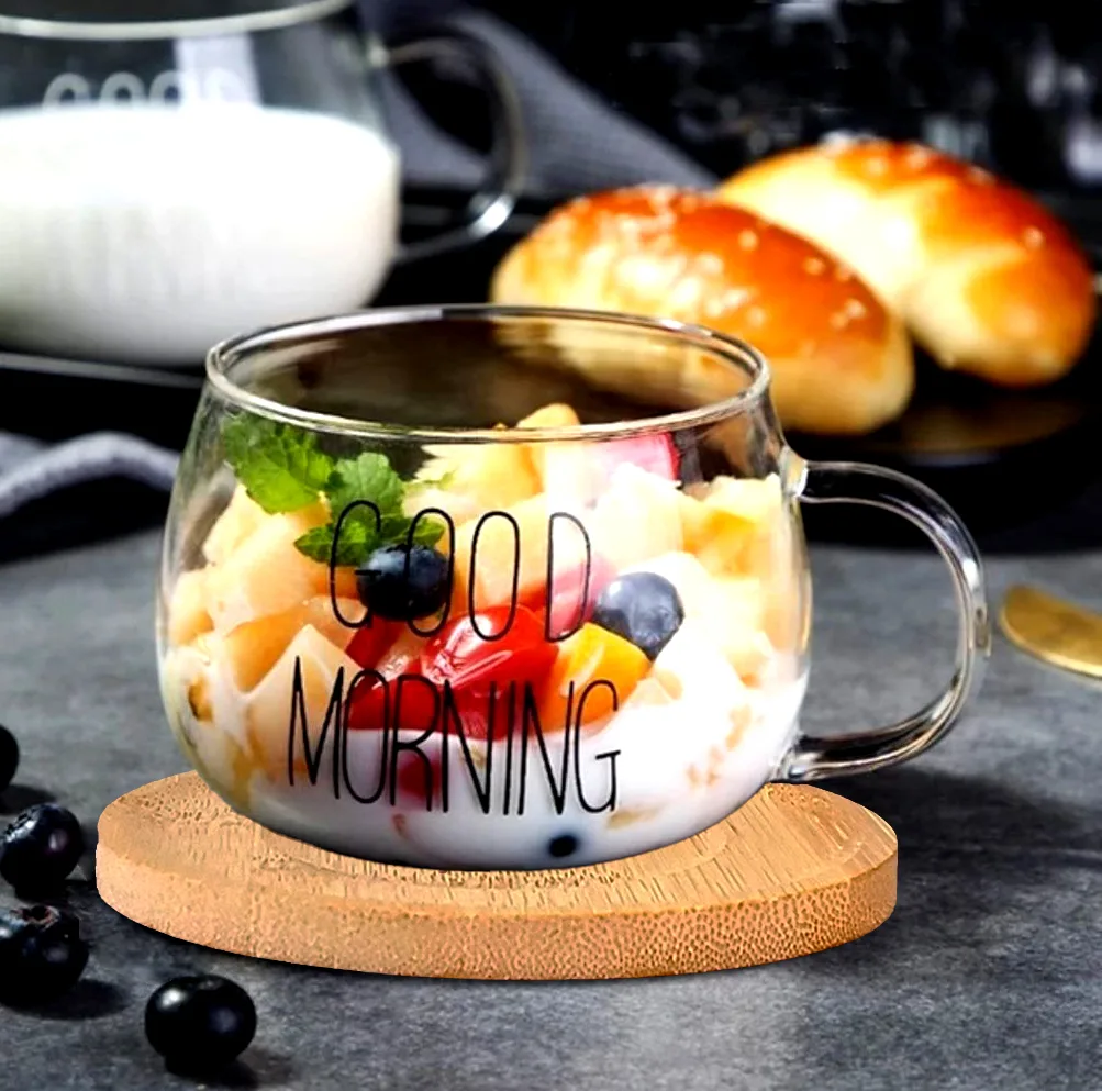 لیوان مدل GOOD MORNING به همراه زیر لیوانی