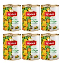 کنسرو مخلوط سبزیجات شهدین - 370 گرم بسته 6 عددی
