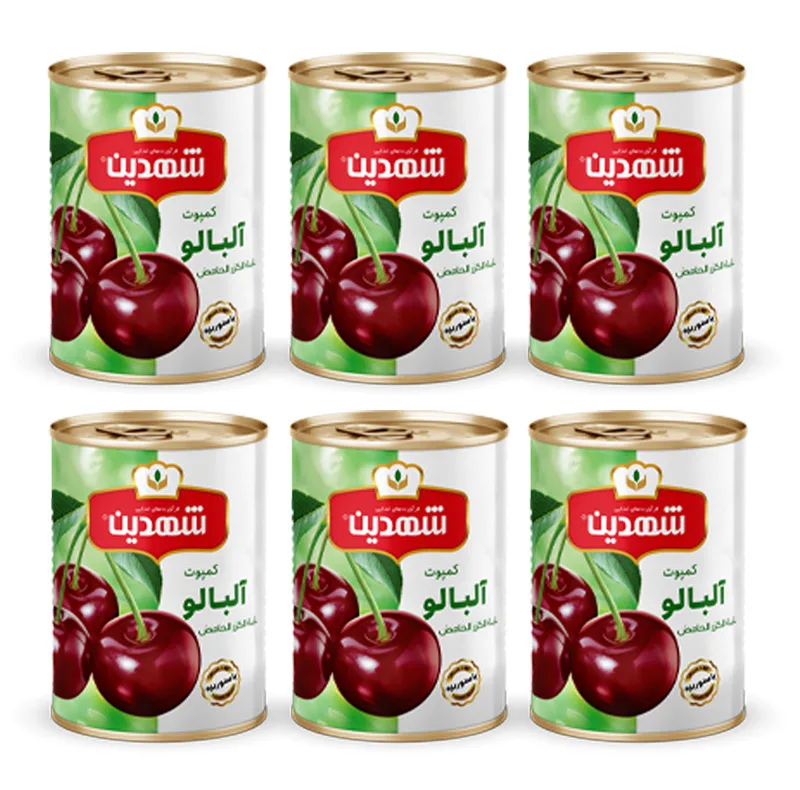 کمپوت آلبالو شهدین - 370 گرم بسته 6 عددی