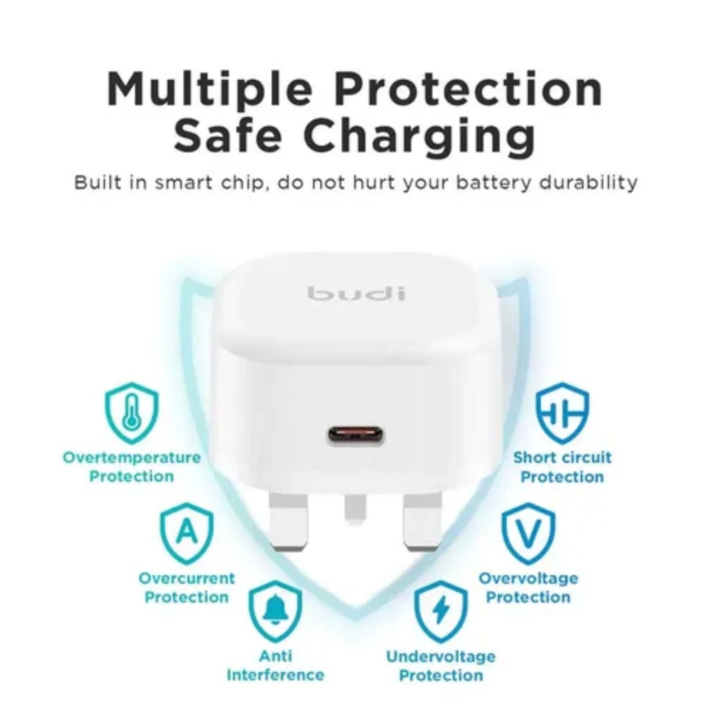 شارژر دیواری 20 وات بودی مدل AC361UTTWS به همراه کابل تبدیل USB-C