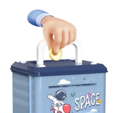 اسباب بازی مدل قلک رمز دار گاوصندوقی طرح فضا نورد اثر انگشتی کد SAFE.BOX-TRB
