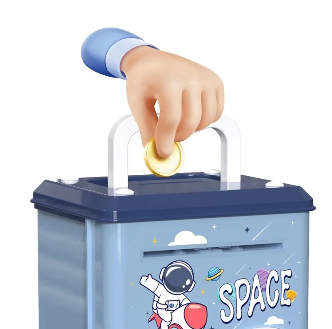 اسباب بازی مدل قلک رمز دار گاوصندوقی طرح فضا نورد اثر انگشتی کد SAFE.BOX-TRB