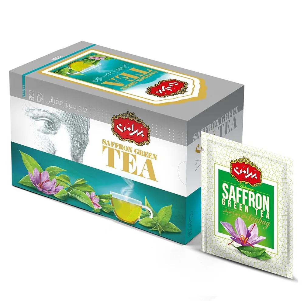 چای سبز زعفرانی کیسه ای بهرامن بسته 25 عددی