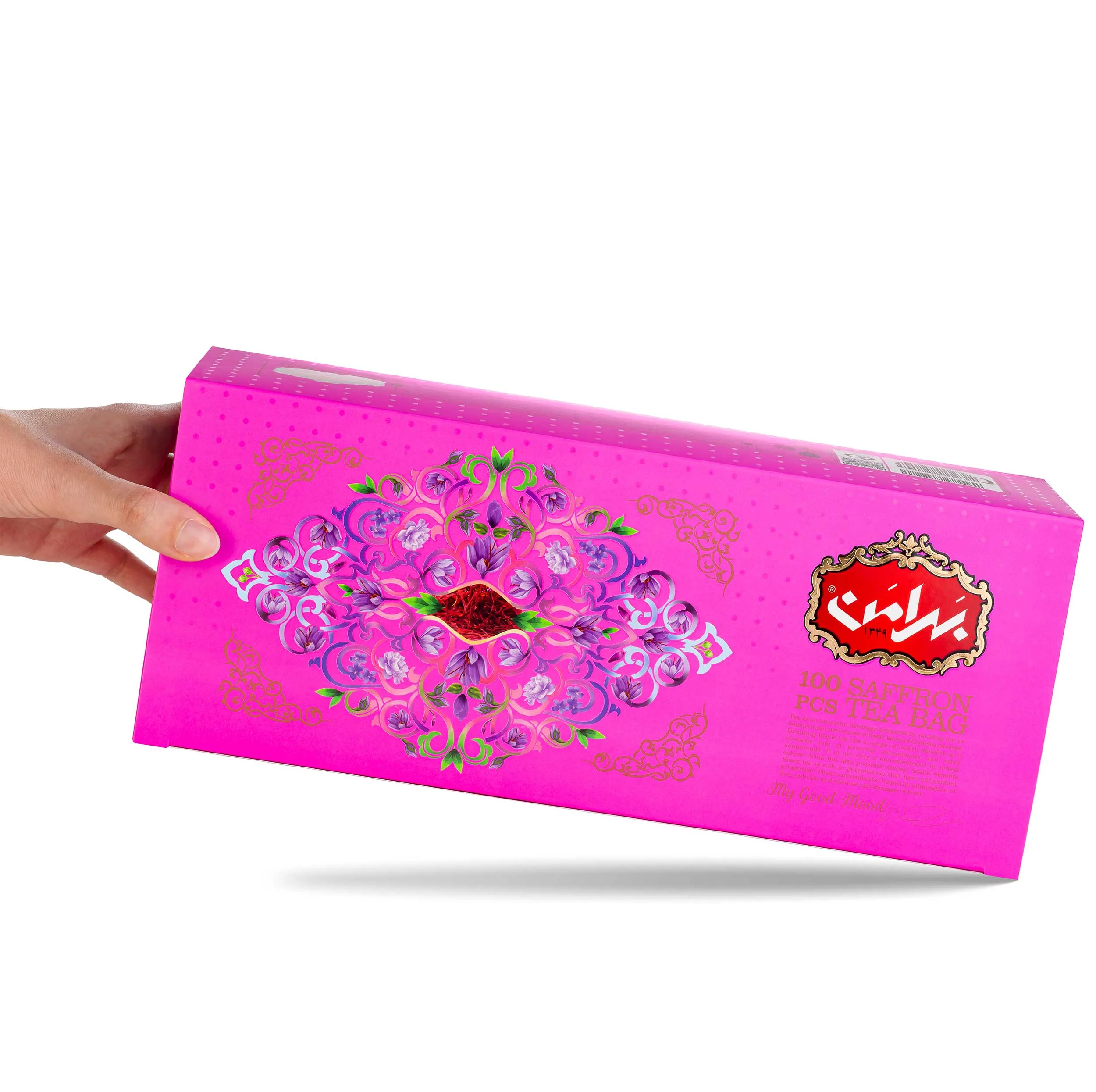 چای کیسه ای سیاه زعفرانی بهرامن بسته 100 عددی