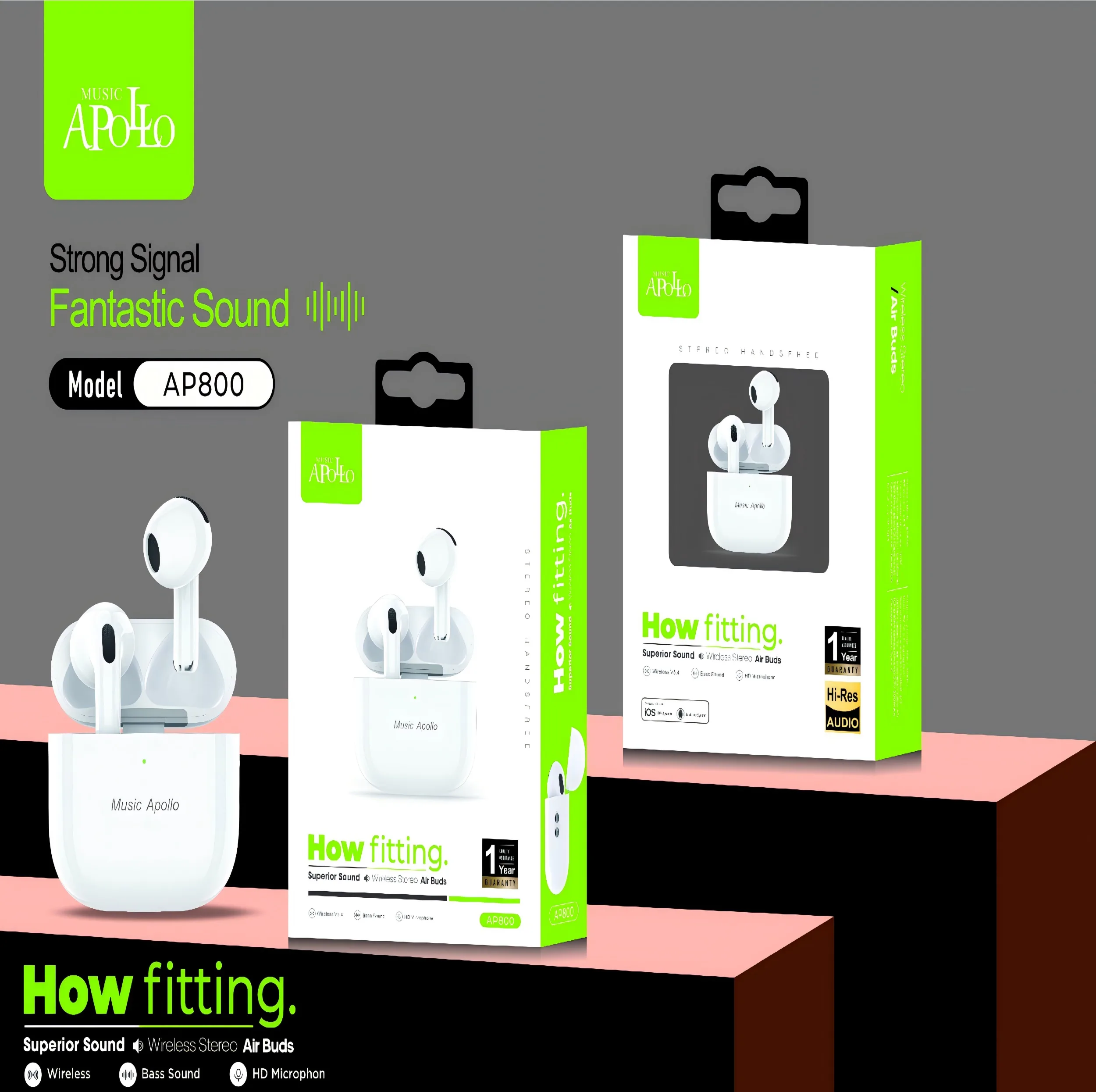 هدفون موزیک آپولو مدل AP-EARBUDS 800