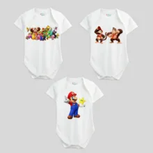 بادی آستین کوتاه نوزادی نیل کوک مدل Mario & Kong مجموعه 3 عددی