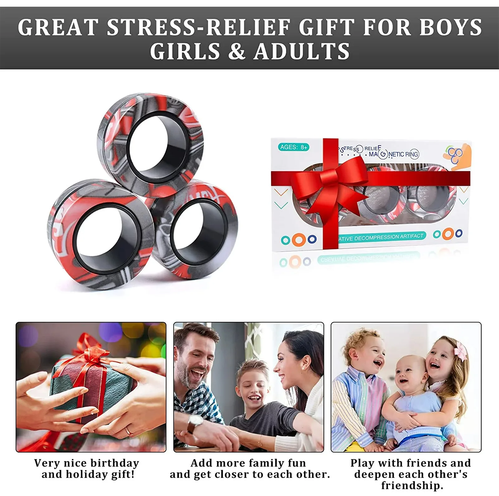 فیجت ضد استرس ریلایف مدل 300 Magnetic Ring طرح حلقه های مغناطیسی بسته 3 عددی