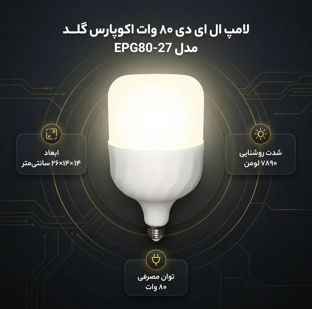 لامپ ال ای دی 80 وات اکوپارس گلد مدل EPG80-27 پایه E27