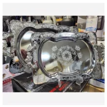 سینی دسته دار تونیش مدل مجلسی کد 1302 سایز ۴۳*۳۰ سانتی متر مجموعه دو عددی