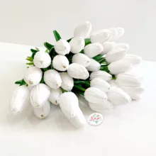 گل مصنوعی جُرجُرگل مدل لاله فومی رومیزی بسته 10 عددی مناسب گلدان و باکس گل، ابعاد 5x5x30 سانتی‌متر، وزن 150 گرم