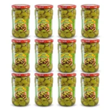 زیتون شور سبز ویژه هسته دار صالحی – 650 گرم مجموعه 12 عددی