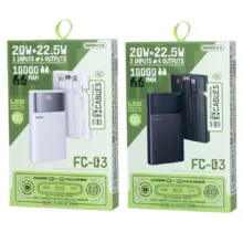 پاوربانک 22,5 وات ریمکس مدل FC-03 ظرفیت 10000 میلی‌آمپرساعت