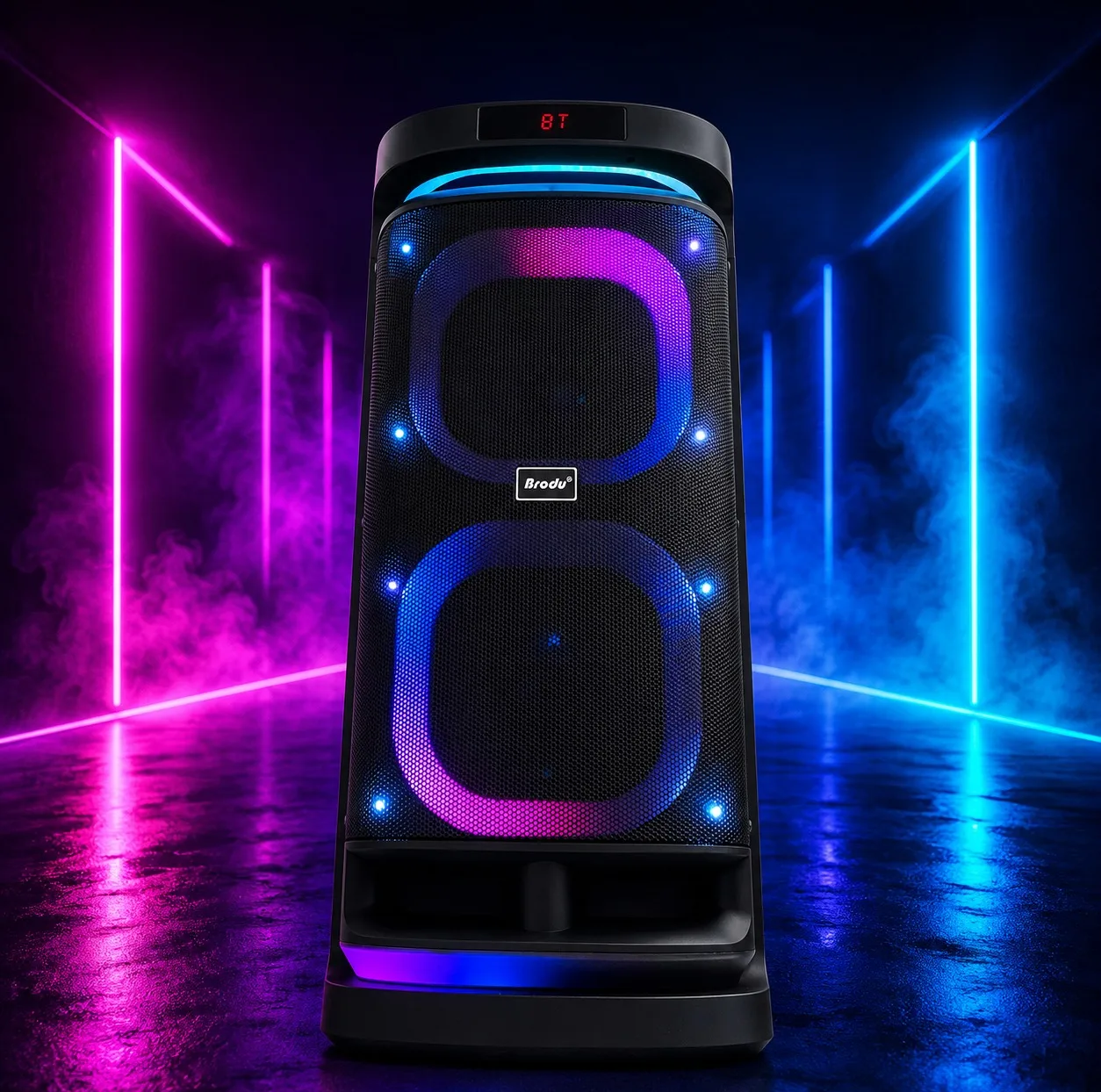 اسپیکر بلوتوثی قابل حمل برودو مدل KARAOKE BOX Dual 8inch