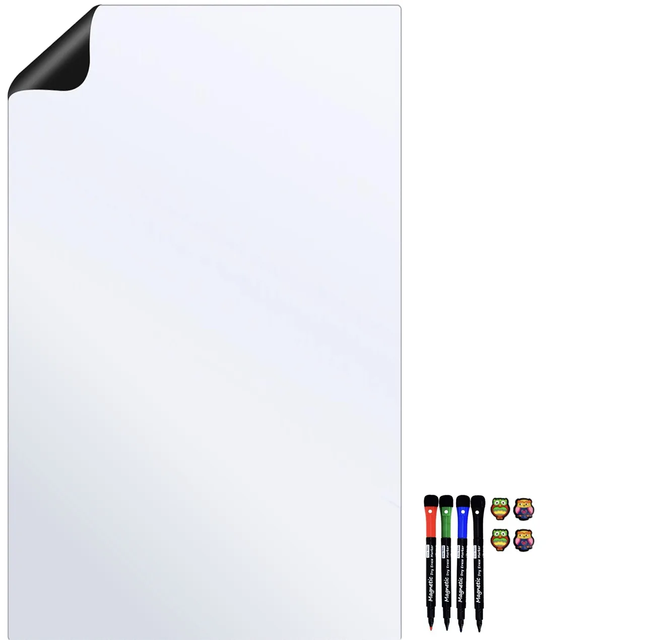 تخته وایت‌برد مغناطیسی هوم اند فریج مدل BASIC A2 سایز 60x40 سانتی‌متر به همراه ماژیک و مگنت مجموعه 9 عددی