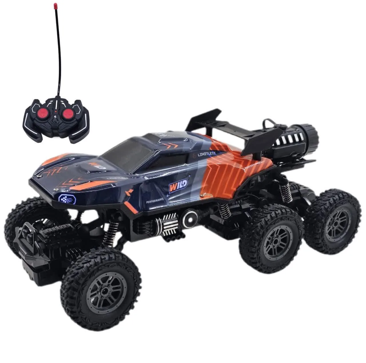 ماشین بازی کنترلی ناب سل مدل آفرود فنری چراغدار دودزا شارژی 6 چرخ 6 کانال کد SPRAY CLIMBING CAR SCALE 1:16 LIGHT FUNCTION 27 MHZ RADIO OPERATION