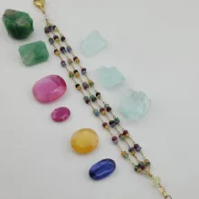 دستبند زنانه مدل جواهری یاقوت و زمرد کد 369