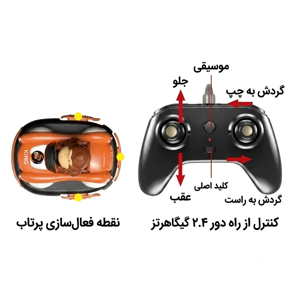 ماشین بازی کنترلی مدل گوریل سوار مجموعه 2 عددی