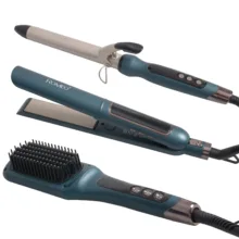 اتو مو حرفه ای رومئو مدل RM-5550 به همراه برس حرارتی و فر کننده مو مجموعه سه عددی