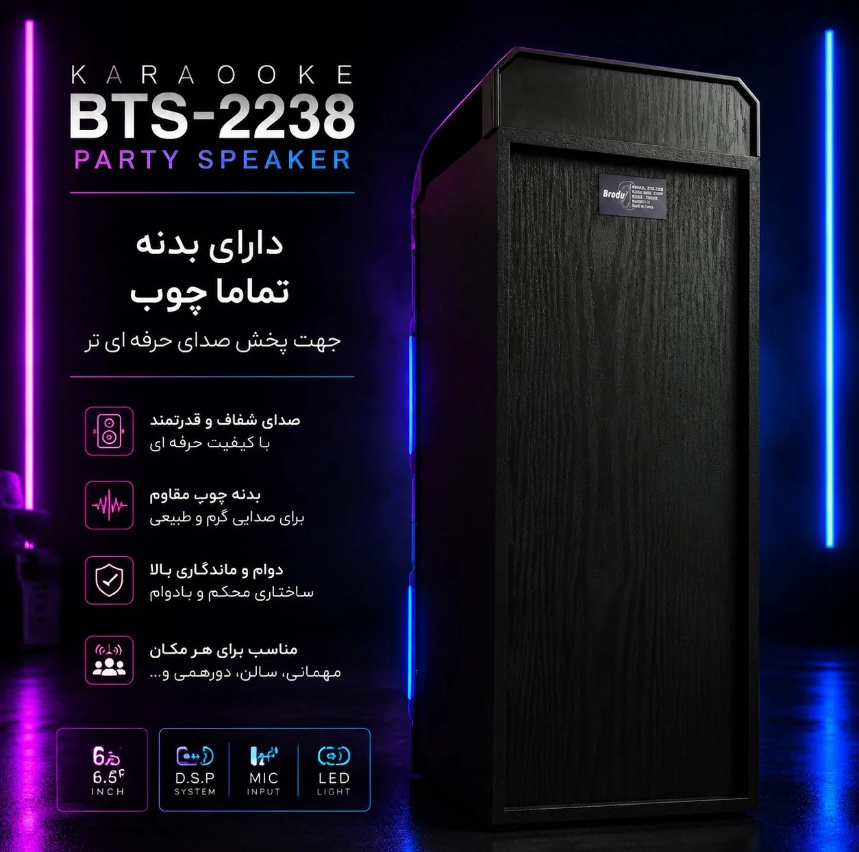 اسپیکر بلوتوثی قابل حمل برودو مدل BTS 2238