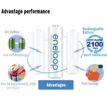 باتری نیم قلمی قابل شارژ پاناسونیک مدل eneloop/BK-4MCCE(HR03) بسته 4 عددی