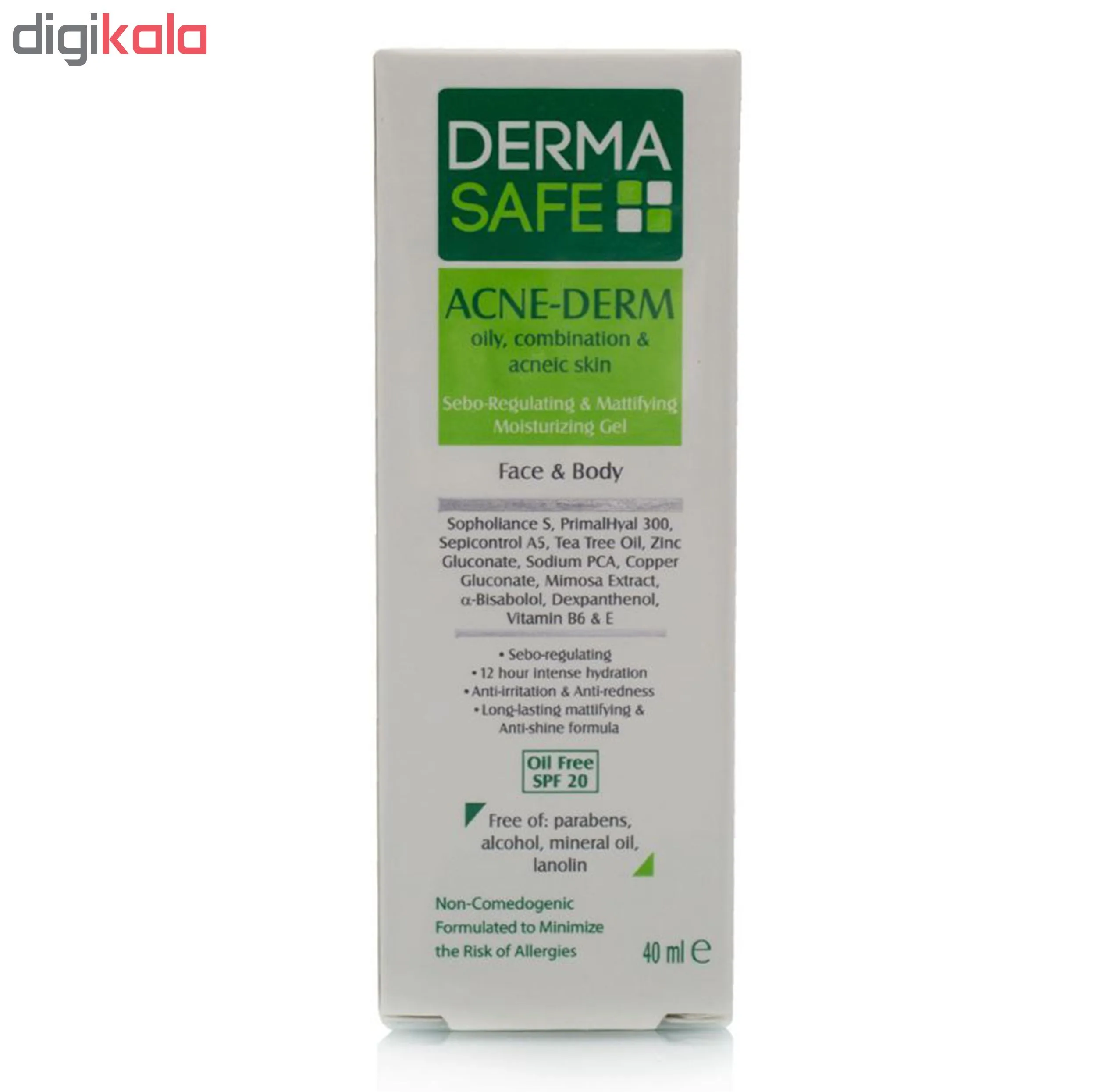 ژل مرطوب کننده درماسیف مدل ACNE-DERM حجم 40 میلی لیتر