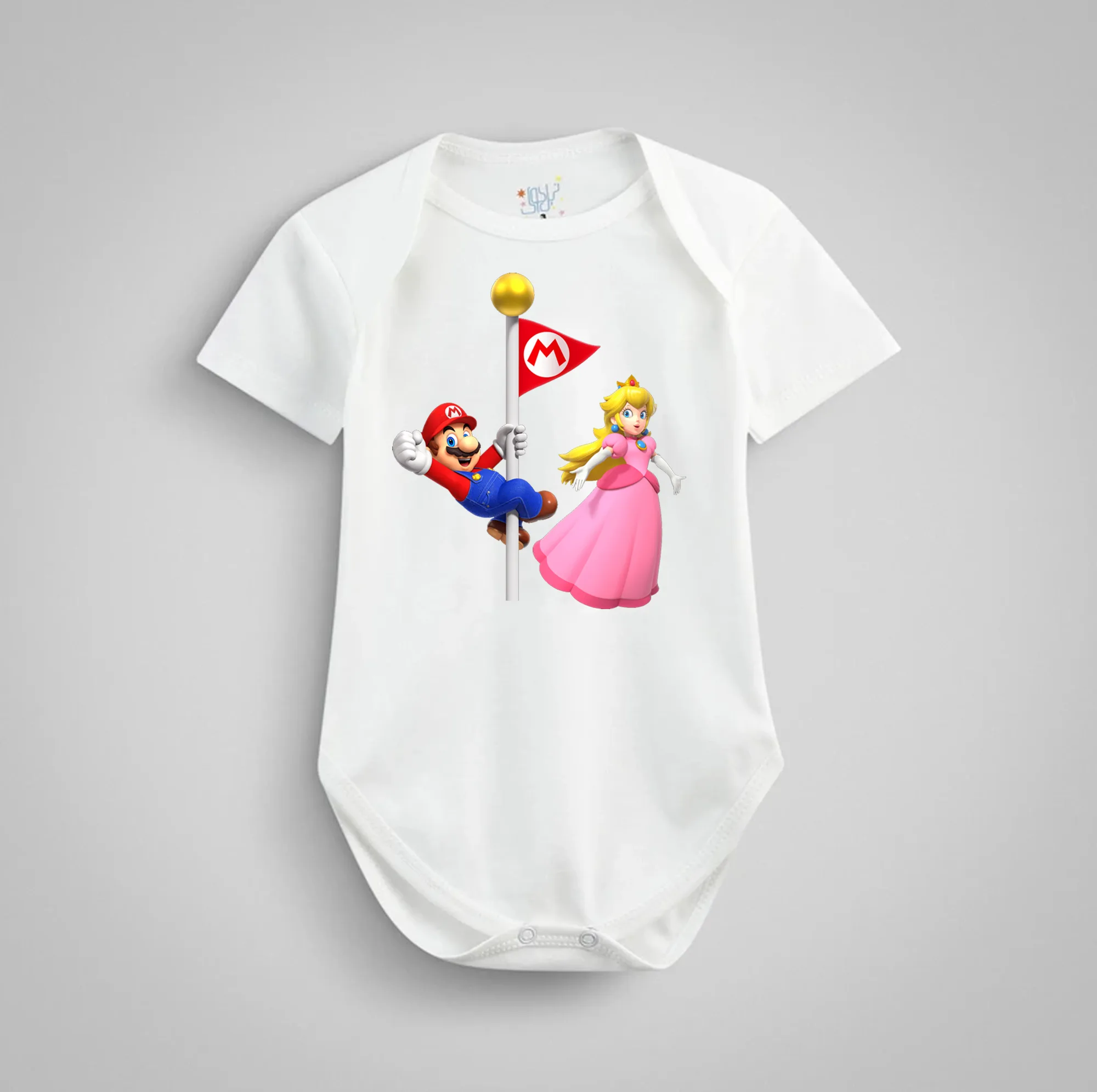 بادی آستین کوتاه نوزادی نیل کوک مدل Mario & Princess Peach مجموعه 3 عددی