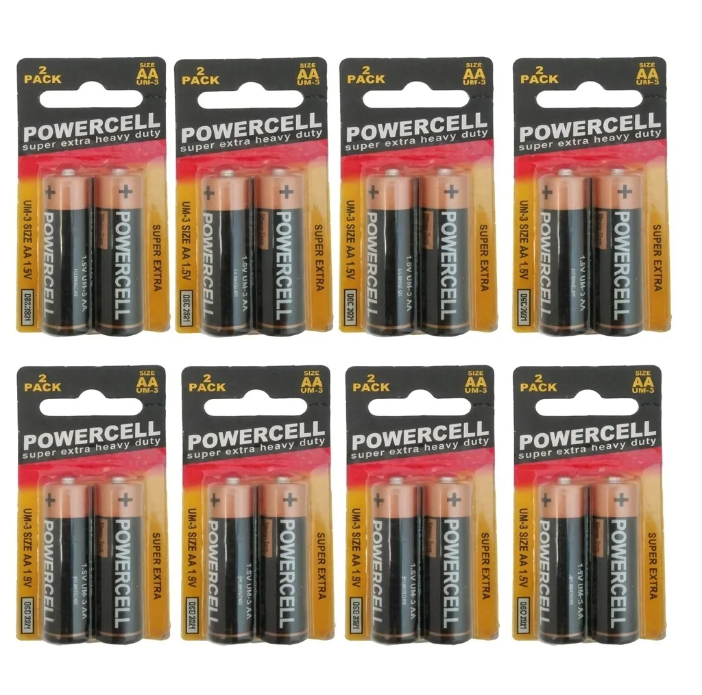 باتری نیم قلمی پاورسل مدل Super Extra Heavy Duty بسته 16 عددی