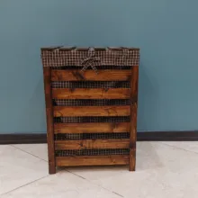 سبد رخت چرک مدل مکعب چوبی