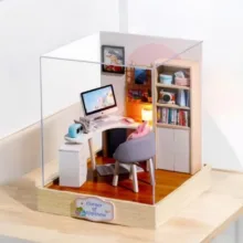 کیت ساختنی 300 تکه ناب سل مدل پازل خانه مینیاتوری چوبی چراغدار سه بعدی TQ-030 کد WORLD OF CREATIVITY CUTEROOM DIY HOUSE DO IT YOURSELF