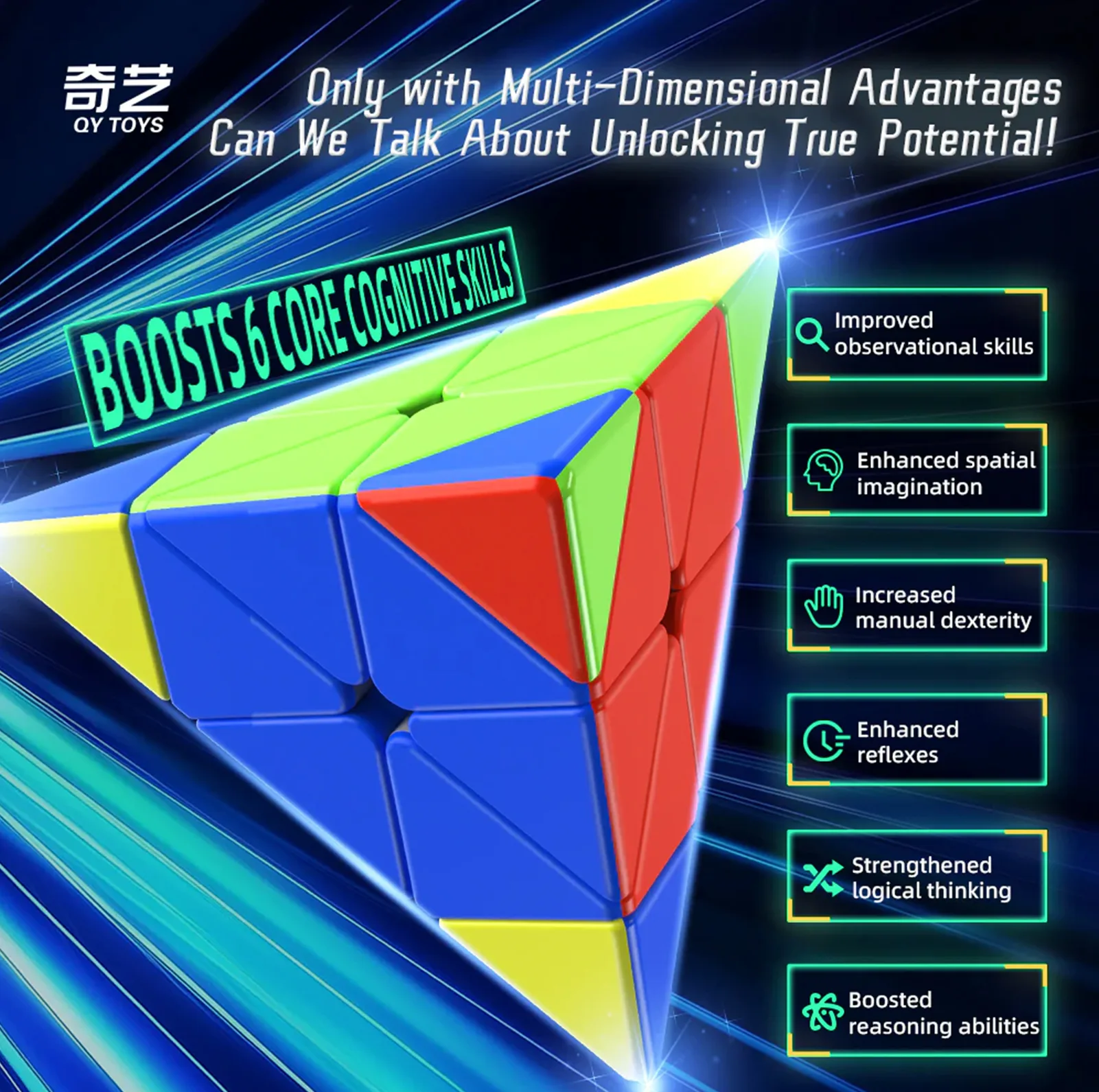 روبیک چی ای مدل هرم وریور مگنت کای وای 3×3 QY Warrior M Pyraminx