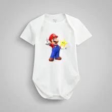 بادی آستین کوتاه نوزادی نیل کوک مدل Mario & Kong مجموعه 3 عددی