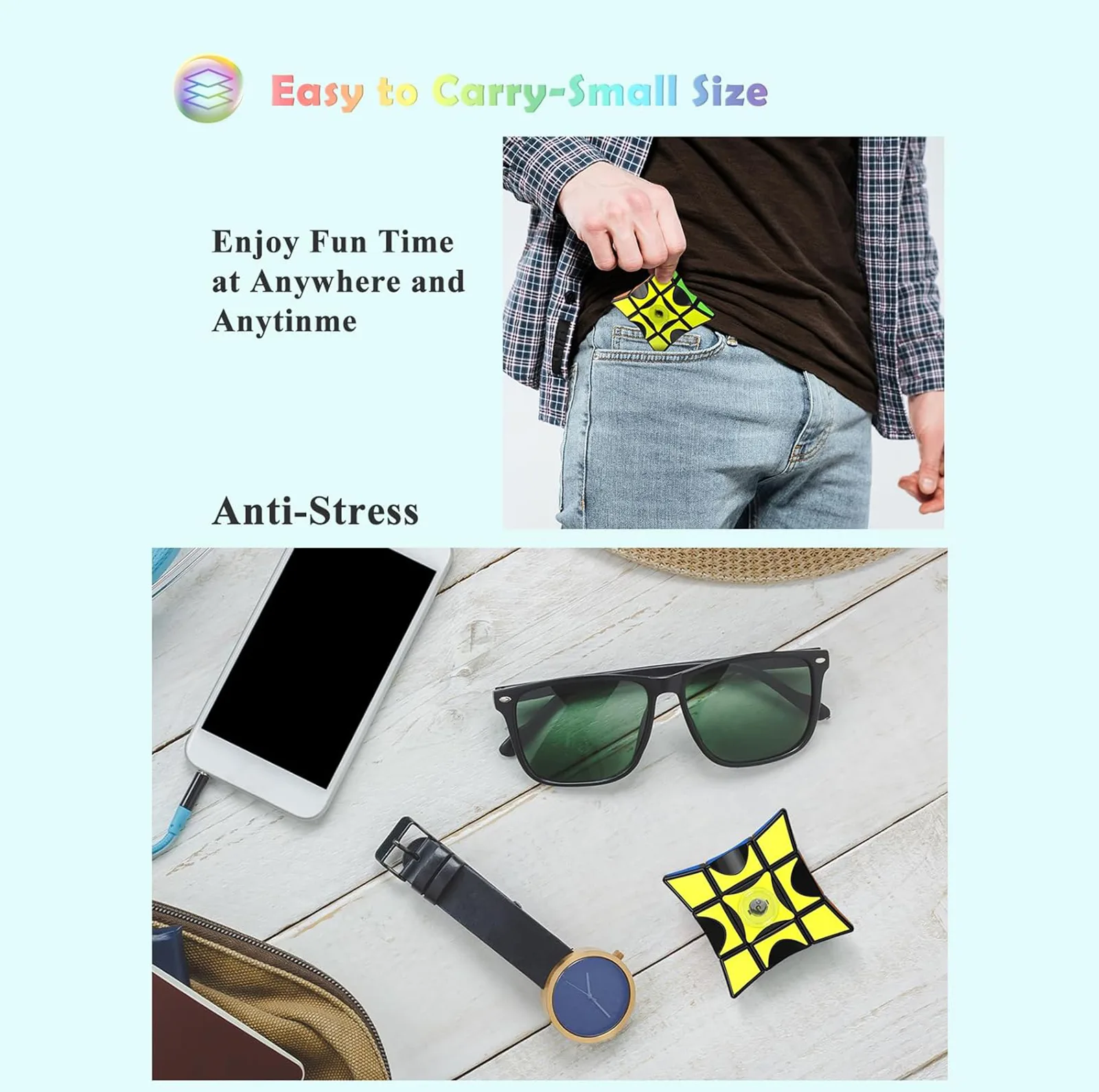 مکعب روبیک چی ای مدل اسپینری کای وای 3×3×1 QY Fidget Spinner rings