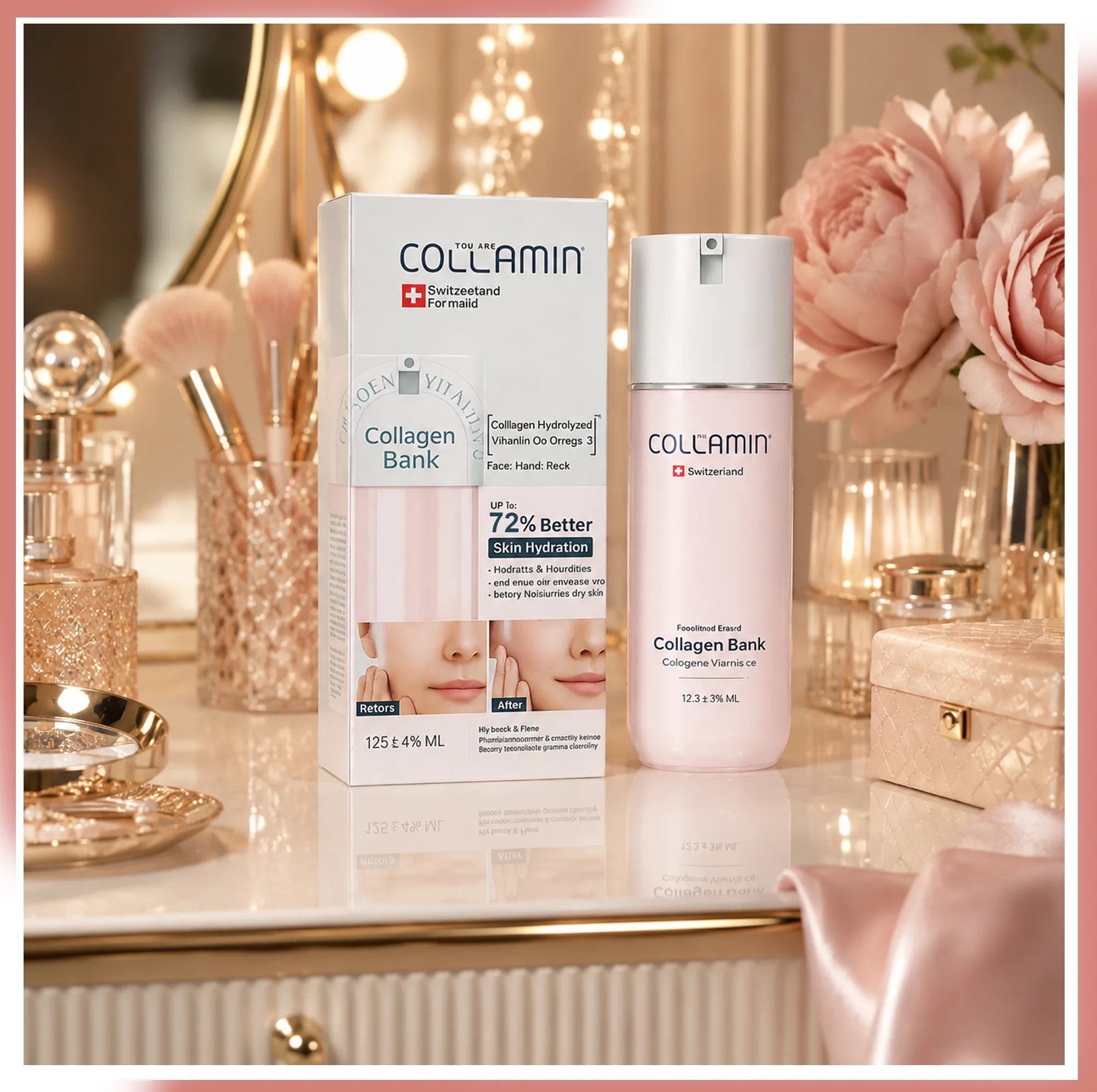 کرم مرطوب کننده صورت و گردن کلامین مدل collagen bank-6 مناسب انواع پوست حجم 125 میلی لیتر مجموعه 6 عددی