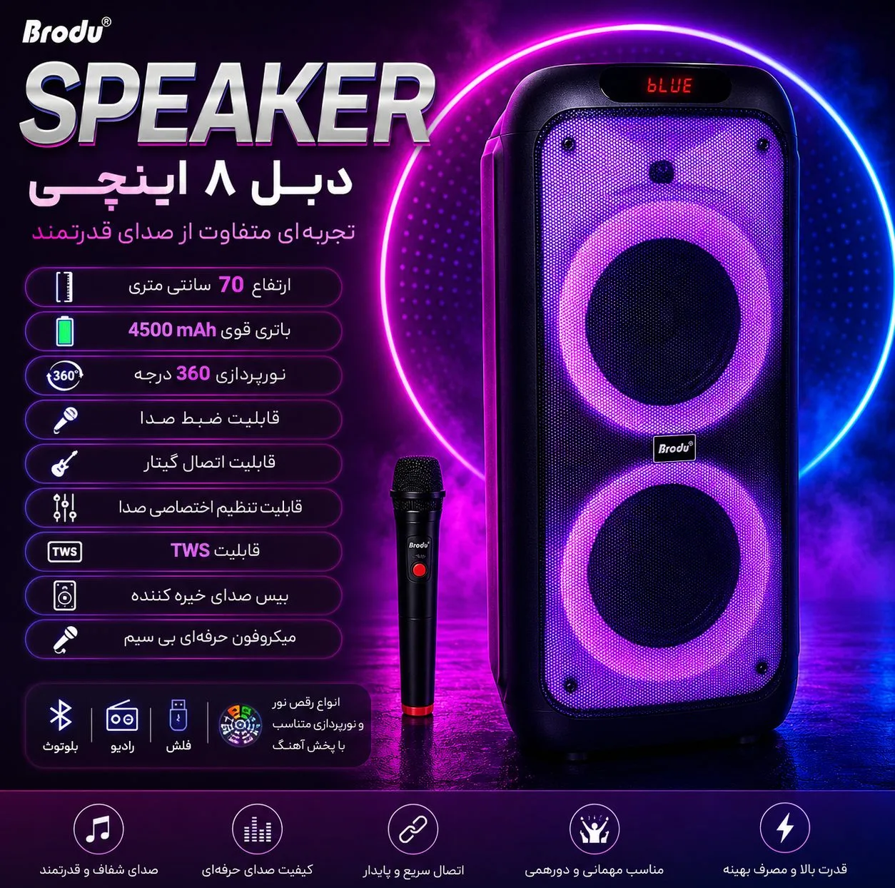 اسپیکر برودو مدل IKARAOKE 1388