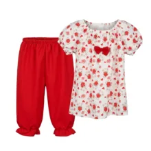 ست تی‌شرت آستین کوتاه و شلوارک راحتی دخترانه مدل خرس مهربون