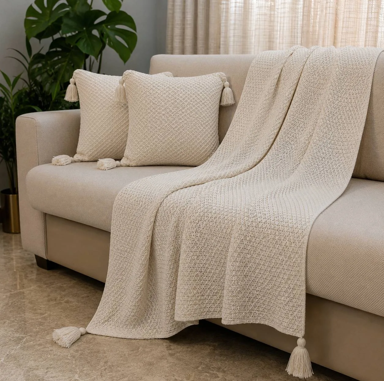 شال مبل و تخت مدل حصیری سایز 210x140 سانتیمتر