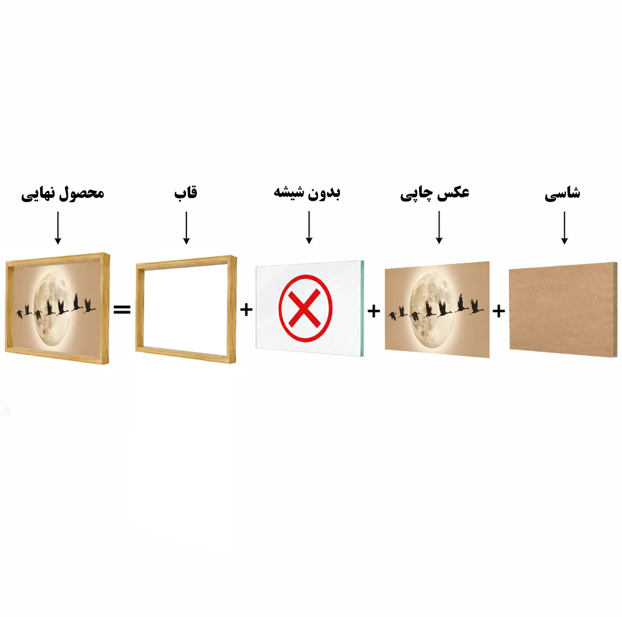 تابلو طرح پرنده های مهاجر مدل 3043 فریم عسلی
