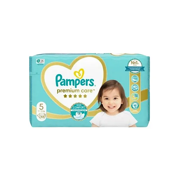 پوشک بچه پمپرز مدل premium care سایز ۵ بسته ۴۴ عددی