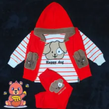 ست 3 تکه لباس نوزادی مدل Happy Dog کد Ge3