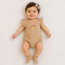 رامپر نوزادی ویونل پنبه ای مدل رنگین کمان کد 001
