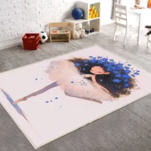 فرش ماشینی 1000 شانه زمینه صورتی حاشیه صورتی مدل اورکوم طرح اتاق کودک کد kids.9015.01