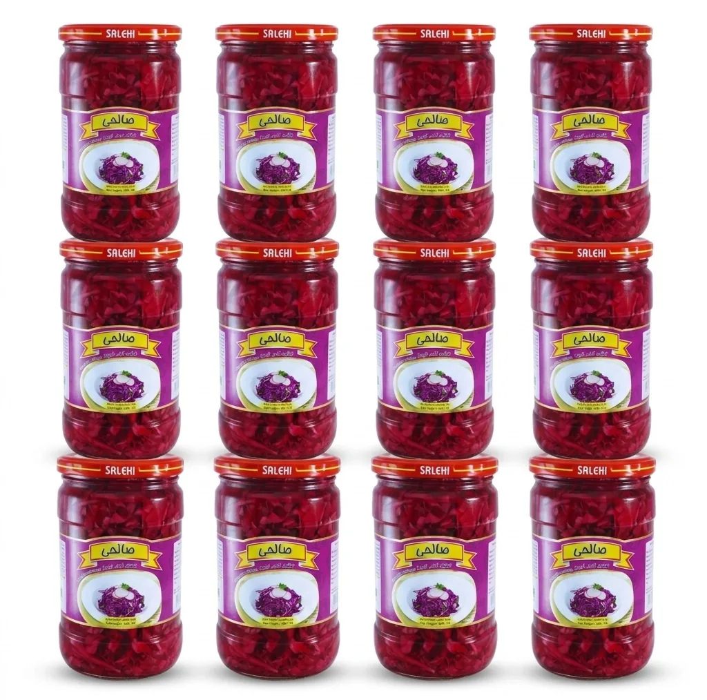 ترشی کلم قرمز پاستوریزه ممتاز صالحی - 650 گرم بسته 12 عددی