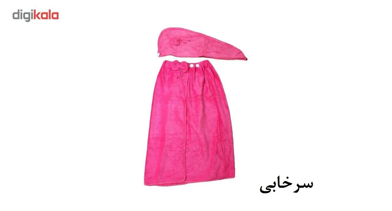 حوله استخری مدل دکلته سایز متوسط به همراه کلاه حوله ای