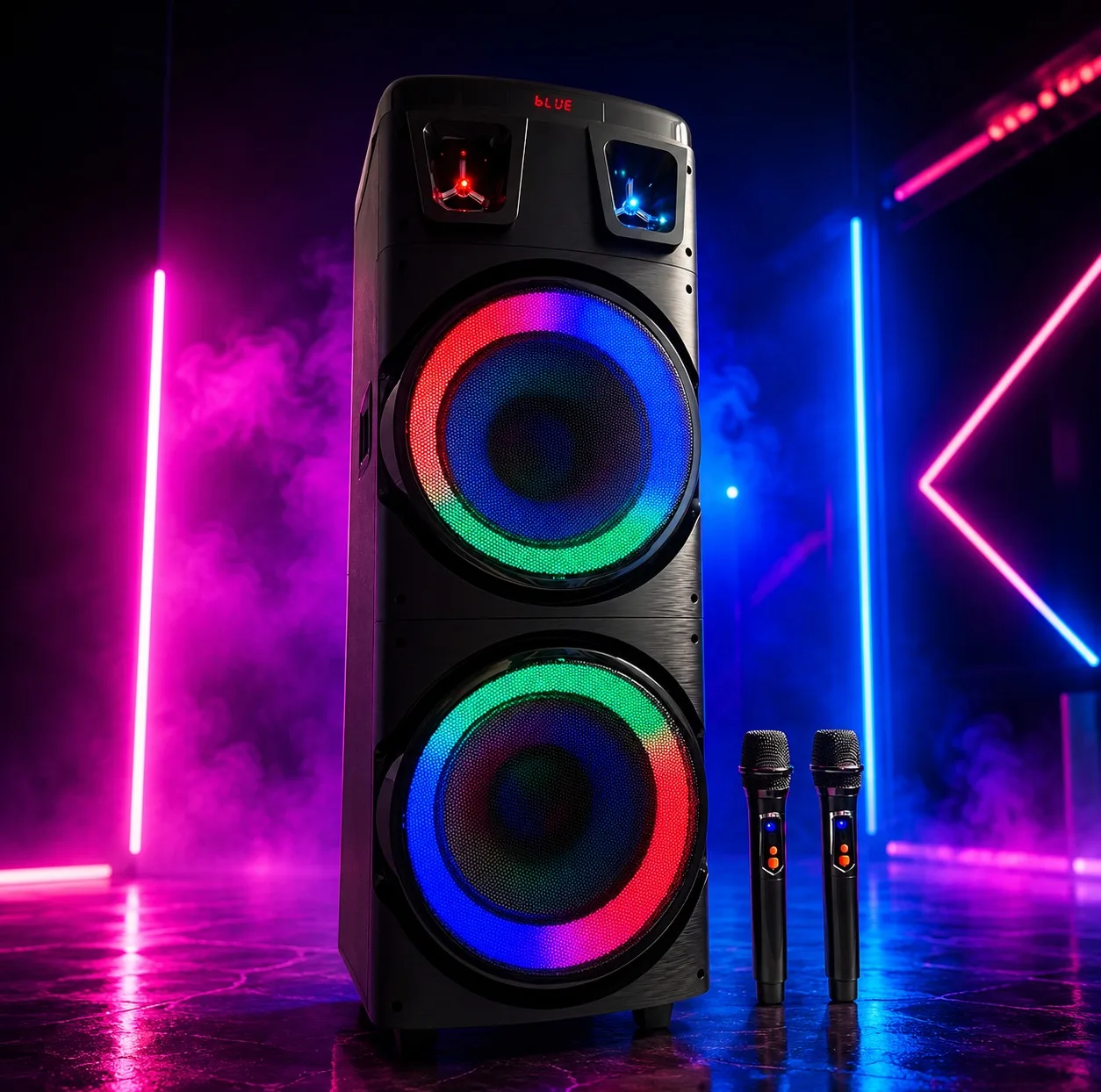 اسپیکر بلوتوثی قابل حمل برودو مدل Karaoke Box dual 10inch