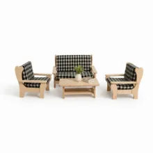 ست مبلمان چوبی مینیاتوری کد Ga13-97 مجموعه 4 عددی