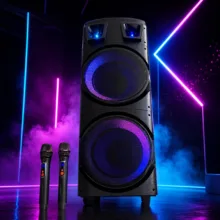 اسپیکر بلوتوثی قابل حمل برودو مدل Karaoke Box dual 10inch