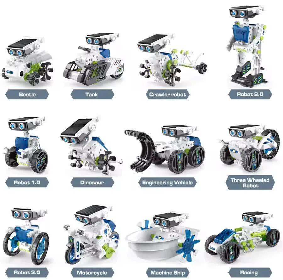 کیت ربات ساختنی ناب سل مدل سولار خورشیدی 12 کاره SOLAR ROBOT KIT 12IN1 با قابلیت حرکت و چرخش