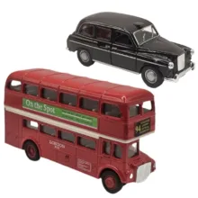 کیت ماشین بازی ناب سل مدل اتوبوس و تاکسی لندن فلزی مجموعه 2 عددی LONDON BUS & TAXINAAB0022