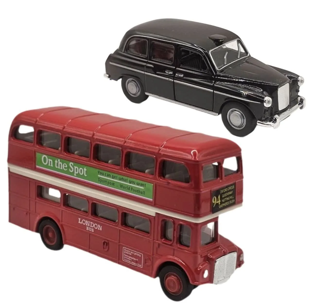 کیت ماشین بازی ناب سل مدل اتوبوس و تاکسی لندن فلزی مجموعه 2 عددی LONDON BUS & TAXINAAB0022